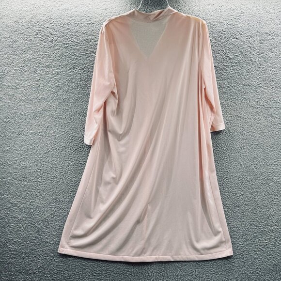 Vintage Vanity Fair Womens House Coat Large Pink Button Front Long Sleeve Pocket - Picture 2 of 9